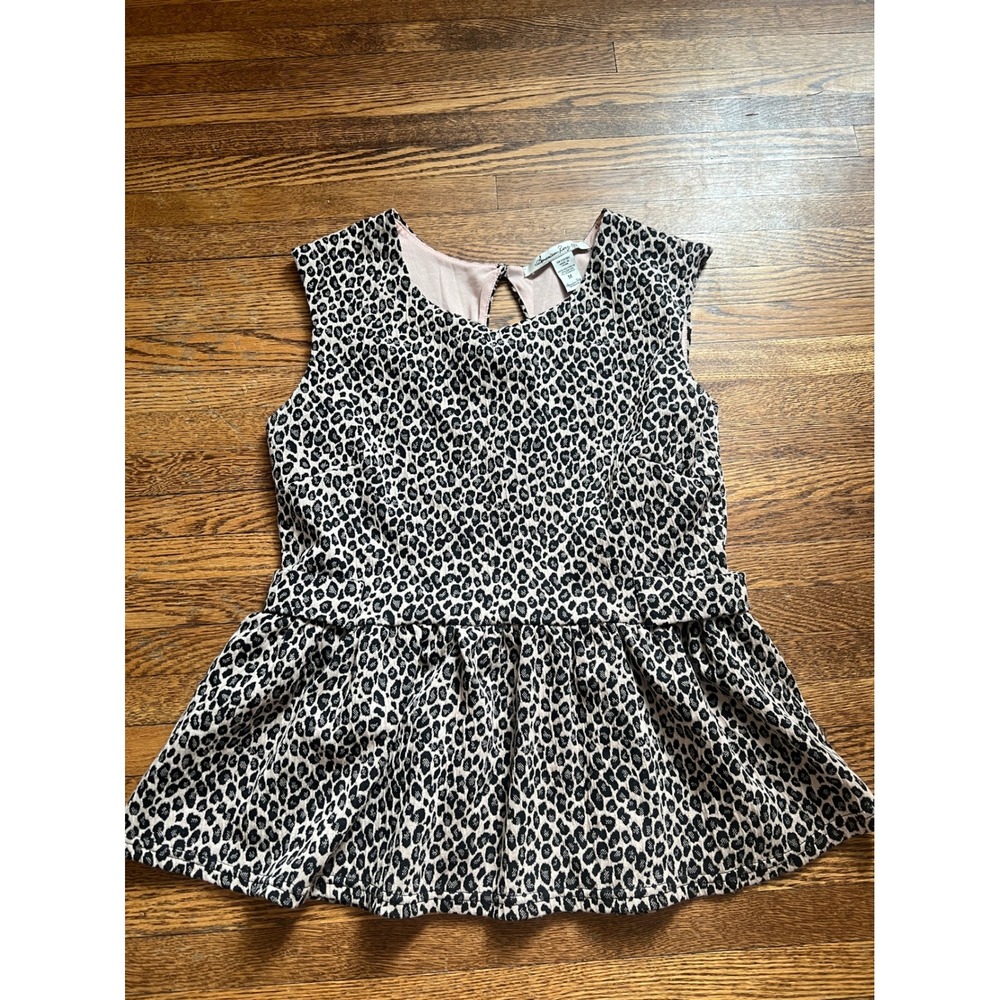 American Rag Womens Leopard Print Peplum Top Sleeveless Keyhole Back Y2K Tan M